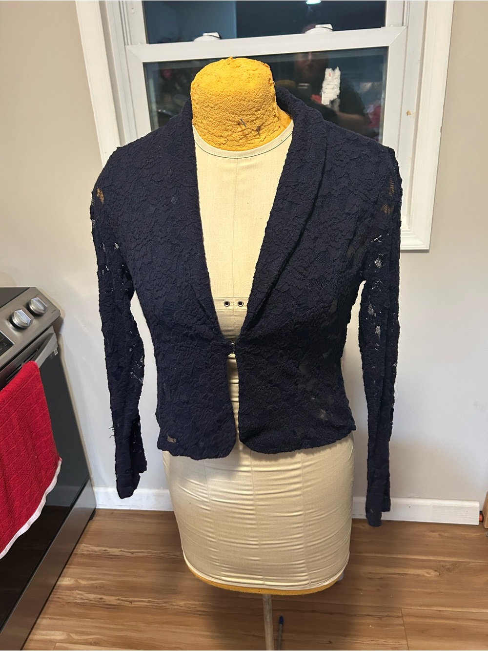 INC Navy Lace Open-Front Blazer Jacket Size P/P